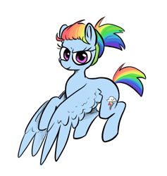 Size: 1168x1232 | Tagged: safe, artist:smirk, imported from derpibooru, rainbow dash, pegasus, alternate hairstyle, flying, ponytail, simple background, solo, white background