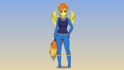 Size: 1920x1080 | Tagged: safe, imported from twibooru, spitfire, human, equestria girls, humanized, image, kisekae, png, solo