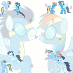 Size: 2300x2300 | Tagged: safe, imported from derpibooru, rainbow dash, soarin', pegasus, pony, clothes, female, male, mare, ship:soarindash, shipping, stallion, straight, uniform, wallpaper, wonderbolts, wonderbolts uniform