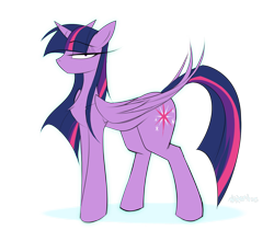 Size: 1582x1332 | Tagged: safe, artist:madragon, imported from derpibooru, twilight sparkle, alicorn, colored, eyeshadow, flat colors, floppy ears, lidded eyes, looking at you, makeup, simple background, standing, transparent background, twilight sparkle (alicorn)