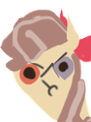 Size: 394x526 | Tagged: safe, artist:s410, imported from derpibooru, oc, oc only, oc:peach blossom, pony, :c, angry, derp, frown, glare, grumpy, reaction image, simple background, solo, stylistic suck, transparent background, unamused, wat