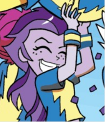 Size: 256x297 | Tagged: safe, idw, imported from derpibooru, equestria girls, spoiler:comic, spoiler:comicannual2013, background human, female, smiling, unnamed character, unnamed human