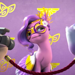 Size: 1080x1080 | Tagged: safe, imported from derpibooru, screencap, pipp petals, pegasus, pony, spoiler:g5, spoiler:my little pony: make your mark, spoiler:my little pony: make your mark chapter 4, cropped, female, g5, looking at you, mare, my little pony: make your mark, my little pony: make your mark chapter 4, official, smiling, solo, the manesquerade ball