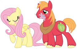 Size: 1364x886 | Tagged: safe, artist:rulette, imported from derpibooru, big macintosh, fluttershy, earth pony, pegasus, pony, female, fluttermac, male, mare, shipping, simple background, stallion, straight, transparent background