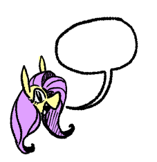 Size: 227x234 | Tagged: safe, artist:cammy, imported from derpibooru, fluttershy, empty speech bubble, simple background, smiling, solo, speech bubble, white background