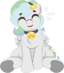 Size: 1589x1795 | Tagged: safe, artist:rhythmpixel, imported from derpibooru, oc, oc only, oc:river chime, pegasus, bells, chubby, collar, female, happy, mare, simple background, solo, transparent background