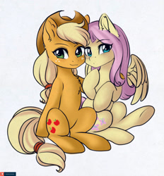 Size: 2941x3164 | Tagged: safe, artist:lifejoyart, applejack, fluttershy, pony, duo, duo female, female, hooves