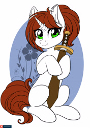 Size: 2232x3157 | Tagged: safe, artist:lifejoyart, oc, oc only, pony, cute, female, looking at you, mare, sword, weapon