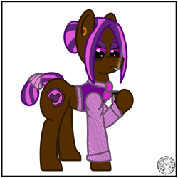 Size: 2000x2000 | Tagged: safe, imported from derpibooru, oc, oc only, oc:grizzly deal, earth pony, fallout equestria, cigarette, cigarette smoke, clothes, ear piercing, earring, fallout equestria: journal of an escort, hair bun, jewelry, piercing, simple background, solo, tail, tail wrap, tired eyes, tired of your shit, transparent background, vest