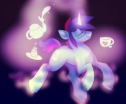 Size: 4725x3902 | Tagged: safe, artist:vi, imported from derpibooru, oc, oc:marquis majordome, unicorn, commission, cup, cupcake, floating, food, magic, spell, tea, teapot