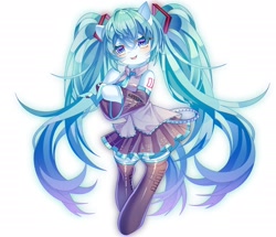 Size: 2200x1890 | Tagged: safe, artist:alus, imported from derpibooru, earth pony, pony, anime, bipedal, clothes, female, hatsune miku, mare, ponified, simple background, skirt, socks, vocaloid, white background