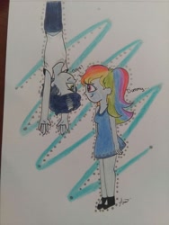 Size: 960x1280 | Tagged: artist needed, safe, imported from derpibooru, rainbow dash, soarin', human, equestria girls, female, male, ship:soarindash, shipping, straight, traditional art