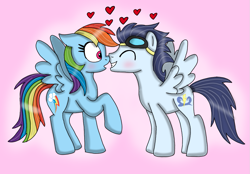 Size: 1035x720 | Tagged: safe, artist:dasher666, artist:phourfriend-haley, edit, imported from derpibooru, rainbow dash, soarin', pegasus, pony, female, male, mare, nuzzling, ship:soarindash, shipping, stallion, straight