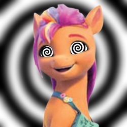 Size: 2048x2048 | Tagged: safe, imported from derpibooru, sunny starscout, earth pony, black background, female, g5, hypno eyes, hypnosis, simple background, solo, solo female, white background