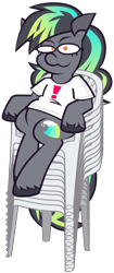 Size: 3120x7440 | Tagged: safe, artist:threetwotwo32232, imported from derpibooru, oc, oc only, oc:cool time, pegasus, pony, chair, female, looking at you, mare, simple background, solo, transparent background