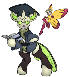 Size: 1053x1182 | Tagged: safe, artist:copycat, artist:silent-e, imported from derpibooru, oc, oc only, oc:copycat, changedling, changeling, fairy, clothes, costume, final fantasy, final fantasy xiv, scholar, simple background, transparent background