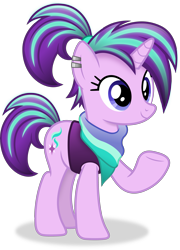 Size: 2695x3737 | Tagged: safe, artist:anime-equestria, imported from derpibooru, starlight glimmer, unicorn, alternate hairstyle, clothes, ear piercing, female, mare, piercing, ponytail, scarf, simple background, solo, transparent background, vector