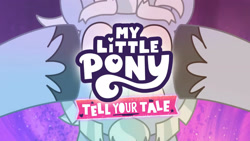 Size: 3072x1727 | Tagged: safe, imported from derpibooru, screencap, pony, unicorn, spoiler:g5, spoiler:my little pony: tell your tale, spoiler:tyts01e63, alphabittle blossomforth, frown, g5, male, my little pony logo, my little pony: tell your tale, nightmare nightmarket, shrunken pupils, solo, stallion