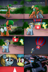 Size: 3778x5590 | Tagged: safe, artist:seafooddinner, imported from twibooru, oc, oc only, oc:fair flyer, oc:filly anon, oc:matinee, oc:morning mimosa, oc:soiree, earth pony, pegasus, pony, balloon, comic, crying, female, filly, image, mare, mare fair, mare fair 2023, png, snowpity inc., tears of joy