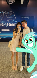 Size: 973x2048 | Tagged: safe, imported from ponybooru, lyra heartstrings, human, pony, feet, irl, irl human, myanmar, photo, photobomb, ponies in real life, sandals, selfie