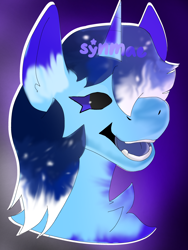 Size: 2250x3000 | Tagged: artist needed, source needed, safe, imported from derpibooru, oc, oc:blue thunder, alicorn, .exe, bust, dark, portrait, solo