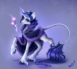 Size: 3178x2853 | Tagged: safe, imported from derpibooru, oc, pony, unicorn, clothes, crown, jewelry, leonine tail, looking at you, magic, mantle, regalia, solo, sparkles, tail, telekinesis