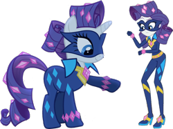 Size: 1256x940 | Tagged: safe, artist:pascalmulokozi2, edit, edited screencap, imported from derpibooru, screencap, radiance, rarity, unicorn, equestria girls, movie magic, power ponies (episode), season 4, spoiler:eqg specials, background removed, bracelet, clothes, confused, costume, diamond, diamonds, jewelry, not a vector, power ponies, self paradox, self ponidox, simple background, smiling, transparent background