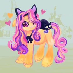 Size: 1280x1280 | Tagged: safe, artist:honolu-loo, imported from derpibooru, pumpkin tart, cat, earth pony, pony, black cat, g3, solo