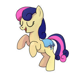 Size: 1863x1904 | Tagged: safe, artist:mandumustbasukanemen, imported from derpibooru, bon bon, sweetie drops, earth pony, pony, adorabon, clothes, cute, dancing, dress, eyes closed, female, happy, mare, open mouth, open smile, rearing, simple background, smiling, solo, white background