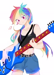 Size: 1483x2048 | Tagged: safe, artist:rainn__1026, imported from derpibooru, rainbow dash, human, electric guitar, guitar, musical instrument