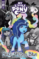 Size: 2063x3131 | Tagged: safe, idw, imported from derpibooru, black white & blue, comic cover, g5, high res, my little pony logo, official, official comic