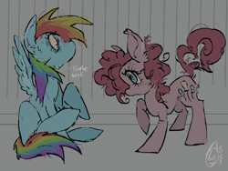 Size: 1024x768 | Tagged: safe, artist:trashvin, imported from derpibooru, pinkie pie, rainbow dash, pony, female