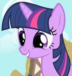 Size: 609x636 | Tagged: safe, imported from derpibooru, screencap, twilight sparkle, pony, unicorn, green isn't your color, season 1, cropped, cute, female, mare, smiling, solo, twiabetes, unicorn twilight