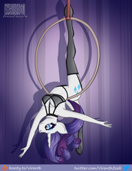 Size: 1000x1301 | Tagged: safe, artist:virenth, imported from derpibooru, rarity, anthro, aerial hoop, clothes, female, gymnastics, harness, solo, solo female, tack, underwear