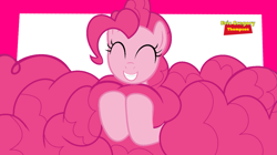 Size: 1429x803 | Tagged: safe, artist:ericgthompson03, imported from derpibooru, pinkie pie, earth pony, pony, eyes closed, grin, hair, impossibly long hair, impossibly long mane, long mane, mane, overgrown, smiling