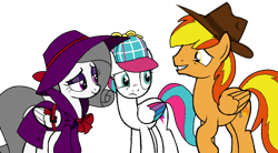 Size: 766x422 | Tagged: safe, artist:noi kincade, imported from derpibooru, zipp storm, oc, oc:firey ratchet, oc:oliver spade, pegasus, pony, clothes, deerstalker, detective, detective zipp, fedora, female, g5, hat, male, simple background, transparent background, trenchcoat