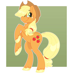 Size: 828x828 | Tagged: safe, artist:honeymews, imported from derpibooru, applejack, earth pony, applejack's hat, bipedal, cowboy hat, female, hat