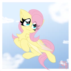 Size: 2362x2362 | Tagged: safe, artist:jubyskylines, imported from derpibooru, fluttershy, pegasus, pony, chest fluff, cute, ear fluff, female, g4, mare, ponytober, shyabetes, signature, smiling, solo, wings