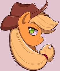 Size: 2410x2878 | Tagged: safe, artist:artmorheart, imported from derpibooru, applejack, earth pony, blonde hair, female, green eyes, hat, simple background, solo