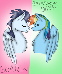 Size: 720x859 | Tagged: safe, artist:dasher666, artist:hanna030401, edit, imported from derpibooru, rainbow dash, soarin', pegasus, pony, female, male, mare, ship:soarindash, shipping, stallion, straight