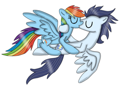 Size: 1033x720 | Tagged: safe, artist:dasher666, artist:smkorea, edit, imported from derpibooru, rainbow dash, soarin', pegasus, pony, female, kiss on the lips, kissing, male, mare, ship:soarindash, shipping, stallion, straight