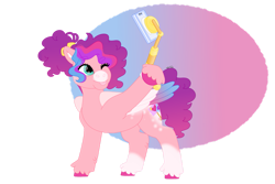 Size: 1095x730 | Tagged: safe, artist:itstechtock, imported from derpibooru, oc, oc:sparkle oasis, pegasus, pony, cellphone, female, magical lesbian spawn, mare, offspring, parent:pipp petals, parent:sunny starscout, parents:sunnypipp, phone, selfie stick, solo