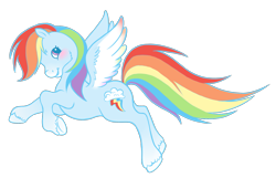 Size: 1881x1213 | Tagged: safe, artist:wtfponytime, imported from derpibooru, rainbow dash, pegasus, pony, cheek fluff, flying, g2, g4, g4 to g2, generation leap, leaping, solo, unshorn fetlocks