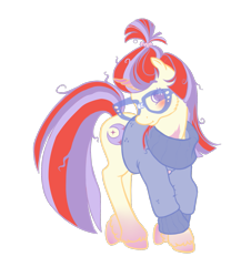 Size: 1353x1497 | Tagged: safe, artist:wtfponytime, imported from derpibooru, moondancer, pony, unicorn, clothes, g2, g4, g4 to g2, generation leap, glasses, messy mane, messy tail, simple background, solo, sweater, tail, transparent background, unshorn fetlocks