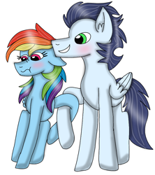 Size: 720x812 | Tagged: safe, artist:dasher666, artist:justcallmescaizor, edit, imported from derpibooru, rainbow dash, soarin', pegasus, pony, female, male, mare, ship:soarindash, shipping, stallion, straight