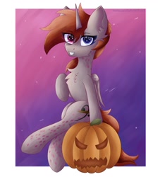 Size: 1691x1860 | Tagged: safe, artist:gaffy, imported from derpibooru, oc, oc only, alicorn, alicorn oc, commission, halloween, holiday, horn, pumpkin, wings, ych result