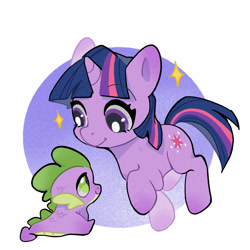 Size: 1600x1600 | Tagged: safe, artist:zhen8558, imported from derpibooru, spike, twilight sparkle, baby, baby spike, cute, mama twilight, spikabetes, spikelove, twiabetes, younger