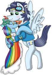 Size: 720x1031 | Tagged: safe, artist:dasher666, artist:justcallmescaizor, edit, imported from derpibooru, rainbow dash, soarin', pegasus, pony, a canterlot wedding, bridesmaid, bridesmaid dash, bridesmaid dress, clothes, dancing, dress, female, male, mare, ship:soarindash, shipping, stallion, straight