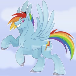 Size: 2000x2000 | Tagged: safe, imported from derpibooru, rainbow dash, pegasus, concave belly, fanart, hooves, pale belly, solo, spread wings, sternocleidomastoid, wings