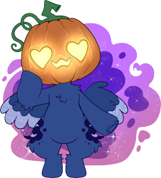 Size: 3990x4404 | Tagged: safe, artist:cutepencilcase, imported from derpibooru, princess luna, alicorn, pony, bipedal, chibi, halloween, heart, heart eyes, holiday, jack-o-lantern, pumpkin, simple background, solo, sticker, transparent background, wingding eyes